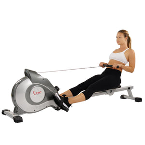 Sunny Health & Fitness Magnetic Rowing Machine Rower w/ LCD Monitor - Barbell Flex