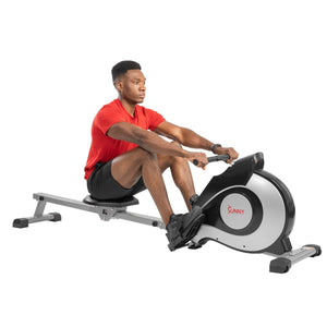 Sunny Health & Fitness Magnetic Rowing Machine - Silver - Barbell Flex