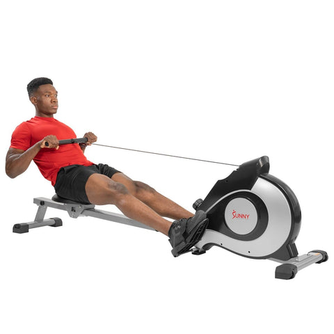 Image of Sunny Health & Fitness Magnetic Rowing Machine - Silver - Barbell Flex