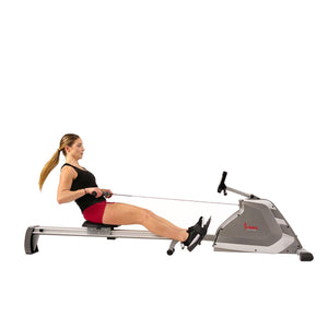 Sunny Health & Fitness Magnetic Rowing Machine Rower w/ High Weight Capacity, Programmable Monitor - Barbell Flex