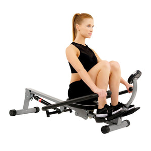 Sunny Health & Fitness Rowing Machine with Full Motion Arms - Barbell Flex
