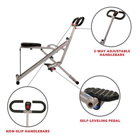 Image of Sunny Health & Fitness Upright Row-N-Ride Rowing Machine - Barbell Flex