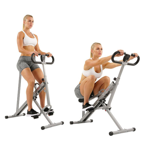 Image of Sunny Health & Fitness Upright Row-N-Ride Rowing Machine - Barbell Flex