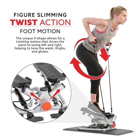 Sunny Health & Fitness Total Body Advanced Twisting Stepper Machine - Barbell Flex