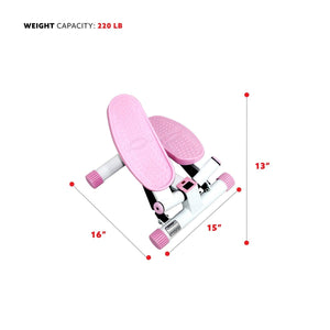 Sunny Health & Fitness Pink Adjustable Twist Stepper Step Machine w/ LCD Monitor - Barbell Flex