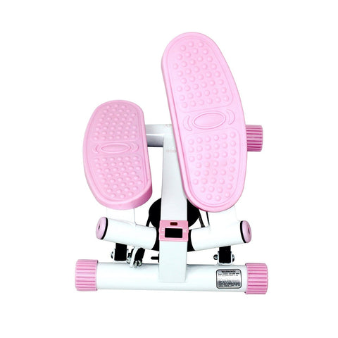 Image of Sunny Health & Fitness Pink Adjustable Twist Stepper Step Machine w/ LCD Monitor - Barbell Flex