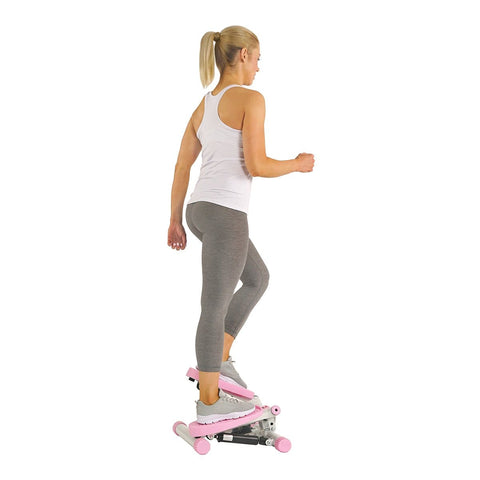 Image of Sunny Health & Fitness Pink Adjustable Twist Stepper Step Machine w/ LCD Monitor - Barbell Flex