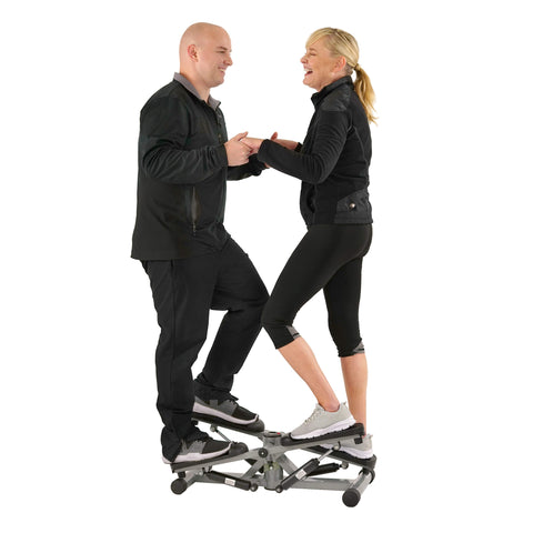 Image of Sunny Health & Fitness Tandem Stepper Step Machine w/ LCD Monitor - Barbell Flex