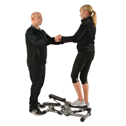 Image of Sunny Health & Fitness Tandem Stepper Step Machine w/ LCD Monitor - Barbell Flex