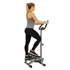 Sunny Health & Fitness Twist Stepper Step Machine w/ Handlebar and LCD Monitor - Barbell Flex