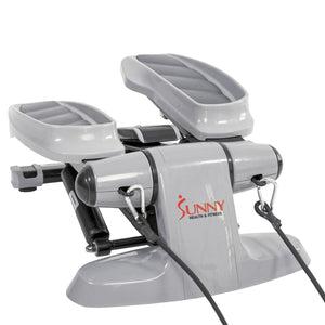 Sunny Health & Fitness Versa Stepper Step Machine w/ Wide Non-Slip Pedals, Resistance Bands and LCD Monitor - Barbell Flex