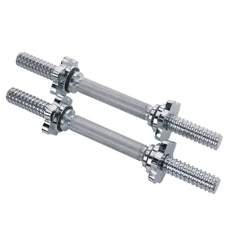 Image of Products Sunny Health & Fitness 14 in Threaded Chrome Dumbbell Bar Pairs w/ Ring Collars - Barbell Flex