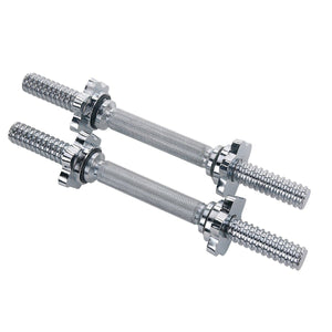 Products Sunny Health & Fitness 14 in Threaded Chrome Dumbbell Bar Pairs w/ Ring Collars - Barbell Flex