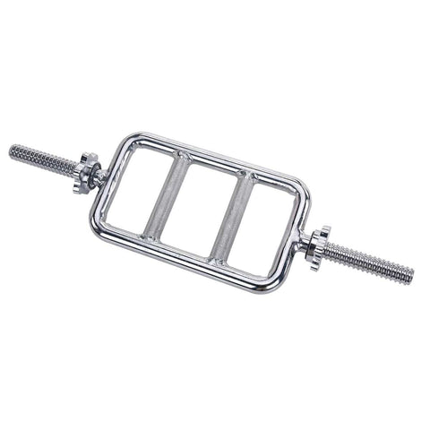 Image of Sunny Health & Fitness 24 in Threaded Solid Chrome Tricep Bar w/ Ring Collars - Barbell Flex