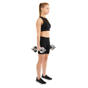Sunny Health & Fitness 33 lb Chrome Dumbbell Set w/ Carry Case - Barbell Flex