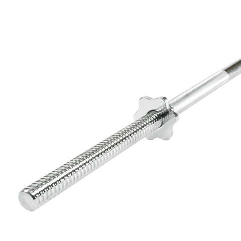 Image of Sunny Health & Fitness 60 in Threaded Chrome Barbell Bar, 1 in Barbell Diameter w/ Ring Collars - Barbell Flex