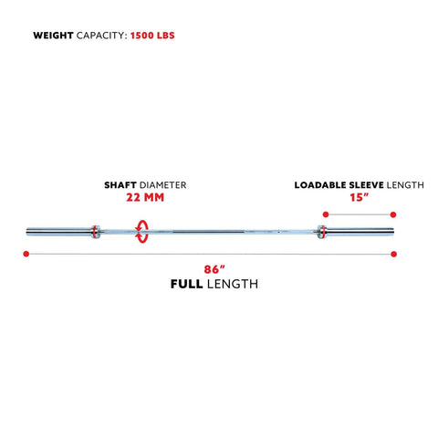 Image of Sunny Health & Fitness 86" Olympic Bar 1500 lbs Capacity - Barbell Flex
