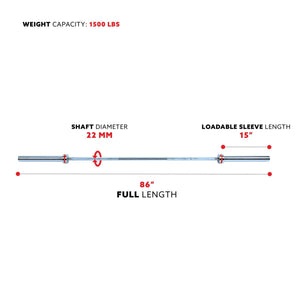 Sunny Health & Fitness 86" Olympic Bar 1500 lbs Capacity - Barbell Flex