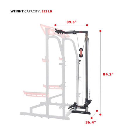 Image of Sunny Health & Fitness Lat Pull Down Attachment Pulley System for Power Racks - Barbell Flex