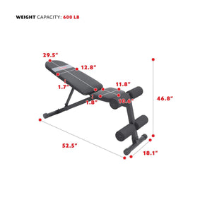 Sunny Health & Fitness Adjustable Incline / Decline Weight Bench - Barbell Flex