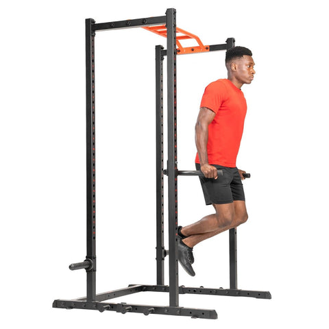 Image of Sunny Health & Fitness Dip Bar Attachment for Power Racks and Cages - Barbell Flex