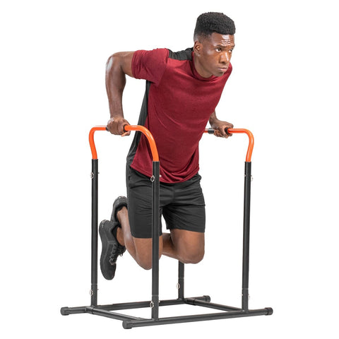 Image of Sunny Health & Fitness High Weight Capacity Adjustable Dip Stand Station - Barbell Flex