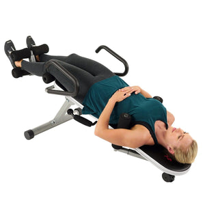 Sunny Health & Fitness Invert Extend N Go Back Stretcher Bench for Back Pain Relief, Decompression Therapy - Barbell Flex