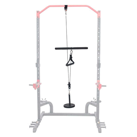 Image of Sunny Health & Fitness Lat Pulldown Attachment for Power Racks and Cages - Barbell Flex