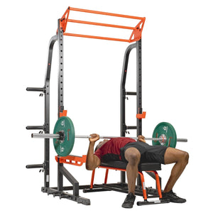 Sunny Health & Fitness Power Zone Half Rack Heavy Duty Performance Power Cage with 1000 LB Weight Capacity - Barbell Flex