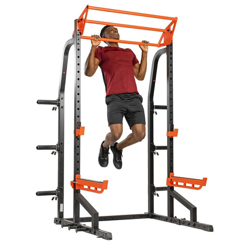 Image of Sunny Health & Fitness Power Zone Half Rack Heavy Duty Performance Power Cage with 1000 LB Weight Capacity - Barbell Flex