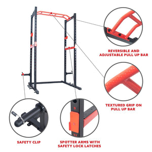 Sunny Health & Fitness Power Zone Power Cage Strength Rack - Barbell Flex