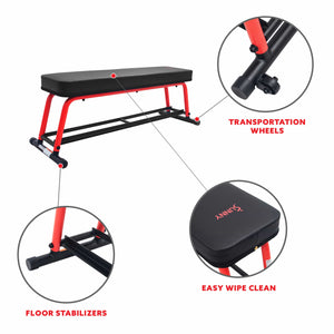 Sunny Health & Fitness Power Zone Strength Flat Bench - Barbell Flex
