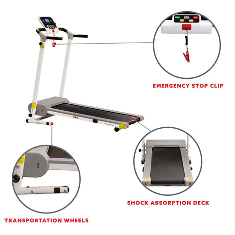 Image of Sunny Health & Fitness Easy Assembly Folding Treadmill w/ LCD Display - Barbell Flex