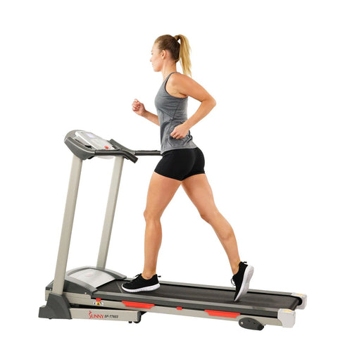 Image of Sunny Health & Fitness Electric Treadmill w/ 9 Programs, Manual Incline, Easy Handrail Controls & Preset Button Speeds - Barbell Flex