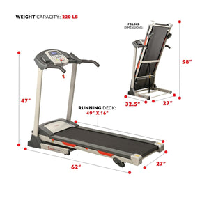Sunny Health & Fitness Electric Treadmill w/ 9 Programs, Manual Incline, Easy Handrail Controls & Preset Button Speeds - Barbell Flex