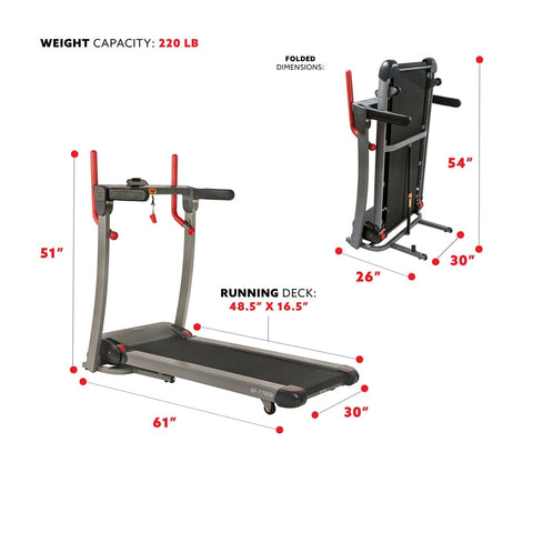 Image of Sunny Health & Fitness Incline Treadmill with Bluetooth Speakers and USB Charging Function - Barbell Flex
