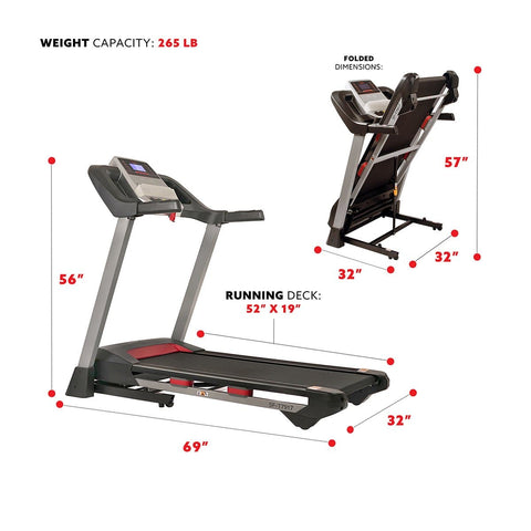 Image of Sunny Health & Fitness Electric Folding Treadmill with Heart Rate Monitoring, Bluetooth Speakers and USB Charging Function - Barbell Flex