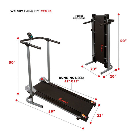Image of Sunny Health & Fitness Manual Walking Treadmill - Barbell Flex