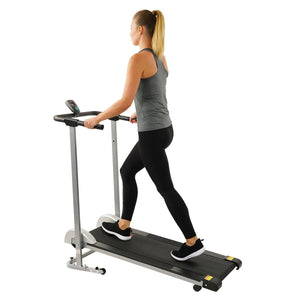 Sunny Health & Fitness Manual Walking Treadmill - Barbell Flex