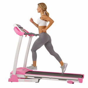 Sunny Health & Fitness Pink Treadmill w/ Manual Incline and LCD Display - Barbell Flex