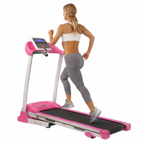 Sunny Health & Fitness Pink Treadmill w/ Manual Incline and LCD Display - Barbell Flex