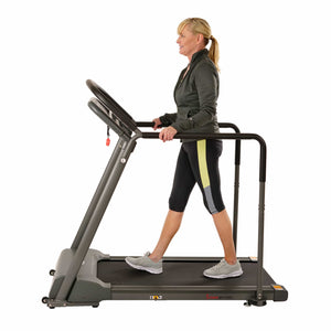 Sunny Health & Fitness Recovery Walking Treadmill w/ Low Pro Deck and Multi-Grip Handrails for Mobility/Balance Support - Barbell Flex