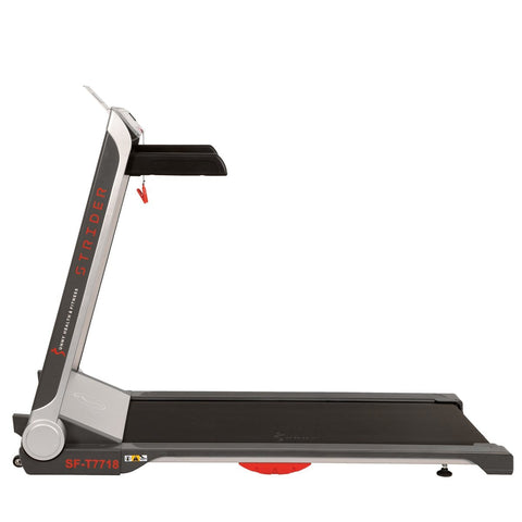 Image of Sunny Health & Fitness Running Treadmill, 20" Wide Belt, Flat Folding & Low Pro for Portability w/ Speakers and USB - Barbell Flex