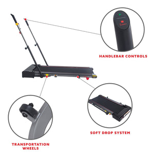 Sunny Health & Fitness Slim Folding Treadmill Trekpad with Arm Exercisers - Barbell Flex