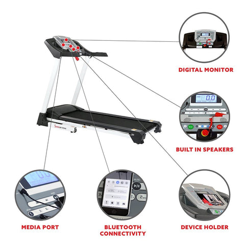 Image of Sunny Health & Fitness Smart Treadmill w/  Auto Incline, Sound System, Bluetooth and Phone Function - Barbell Flex