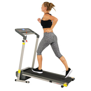 Sunny Health & Fitness Space Saving Folding Treadmill w/ LCD Display - Barbell Flex