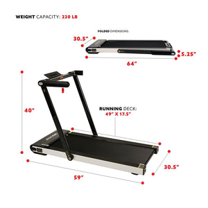 Sunny Health & Fitness Space Saving Treadmill, Motorized, Low Profile & Slim Folding - Barbell Flex