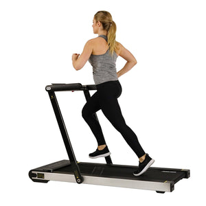 Sunny Health & Fitness Space Saving Treadmill, Motorized, Low Profile & Slim Folding - Barbell Flex