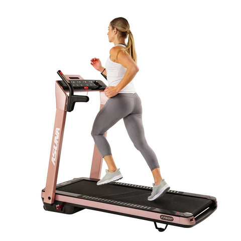 Image of Sunny Health & Fitness SpaceFlex Running Treadmill w/ Auto Incline, Foldable Wide Deck - Pink - Barbell Flex