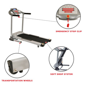 Sunny Health & Fitness Treadmill, High Weight Capacity w/ Auto Incline, MP3 and Body Fat Function - Barbell Flex